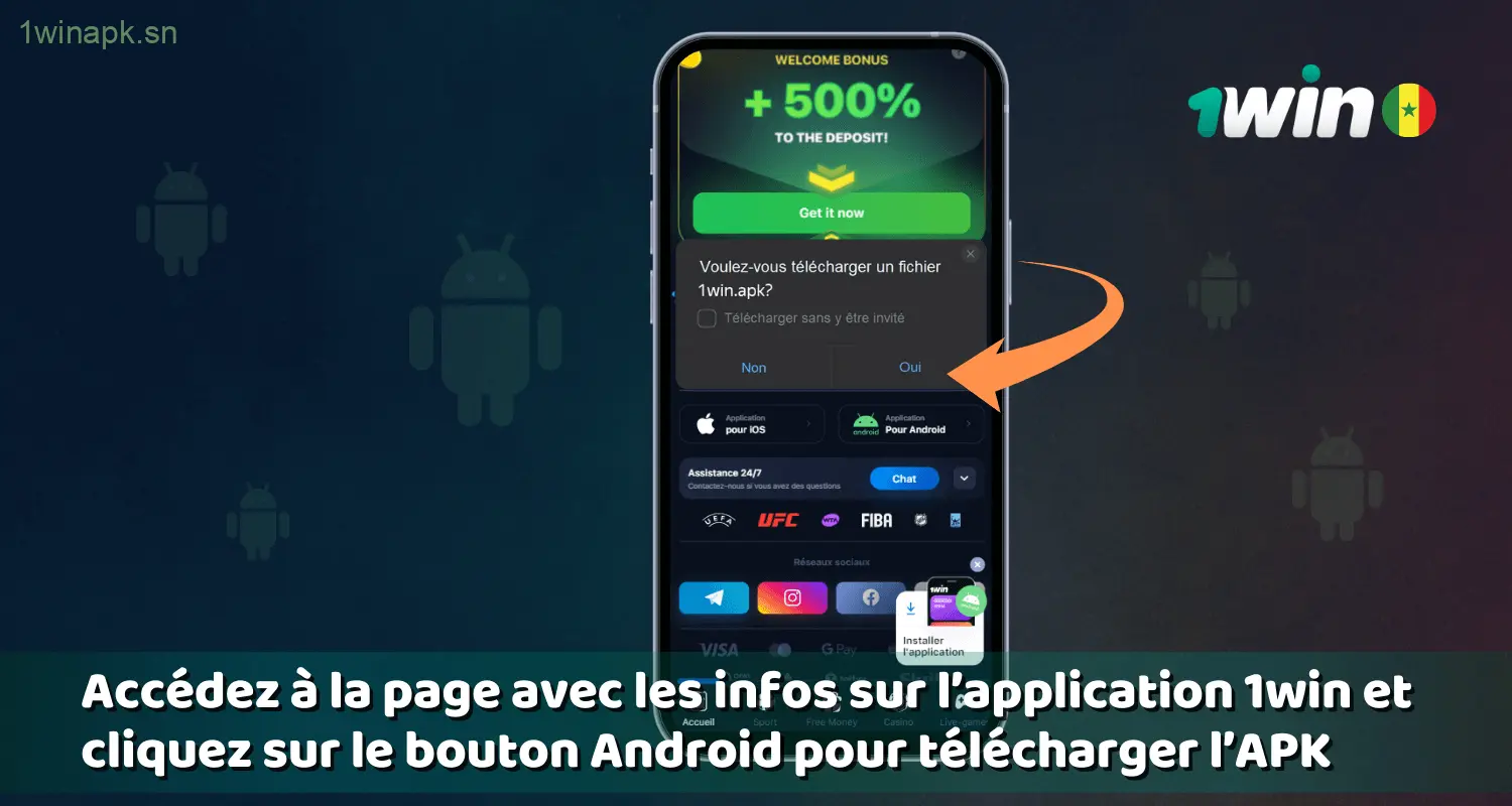Guide d'installation de l'application 1win Sénégal pour Android.