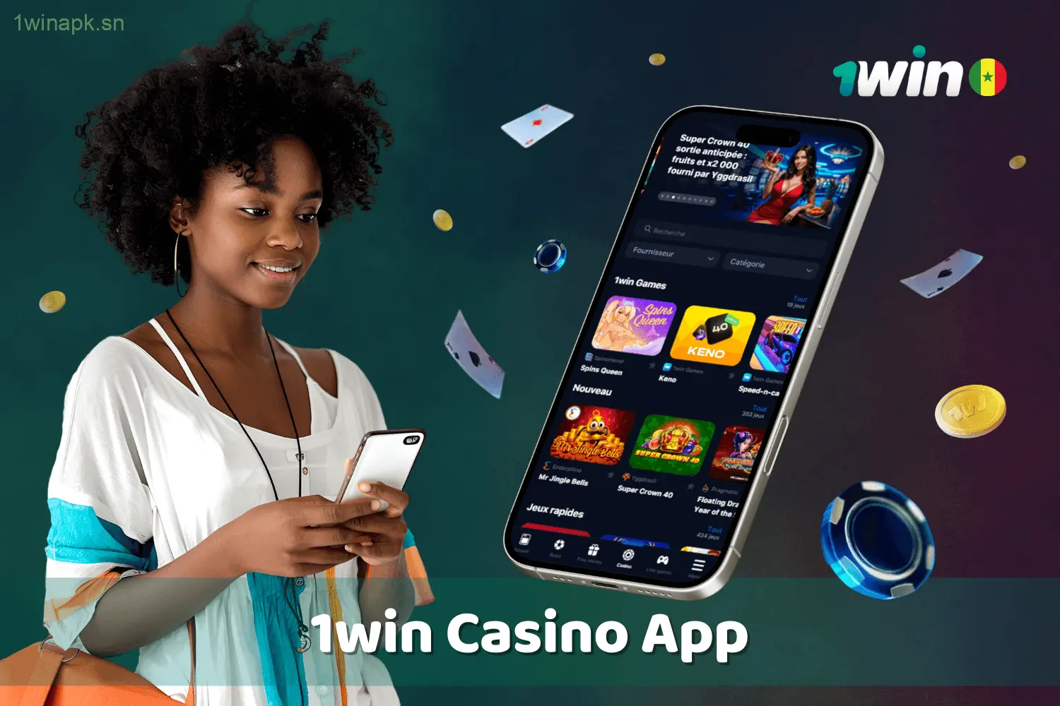 Explorez l'application 1win Casino, disponible pour les joueurs au Sénégal.