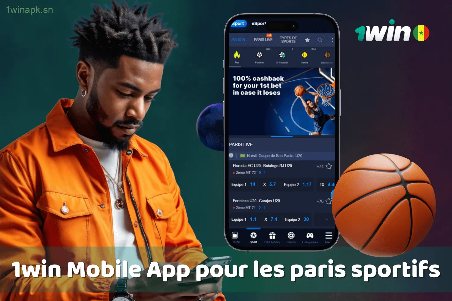 Profitez de l'application mobile 1win spécialement conçue pour les paris sportifs au Sénégal.