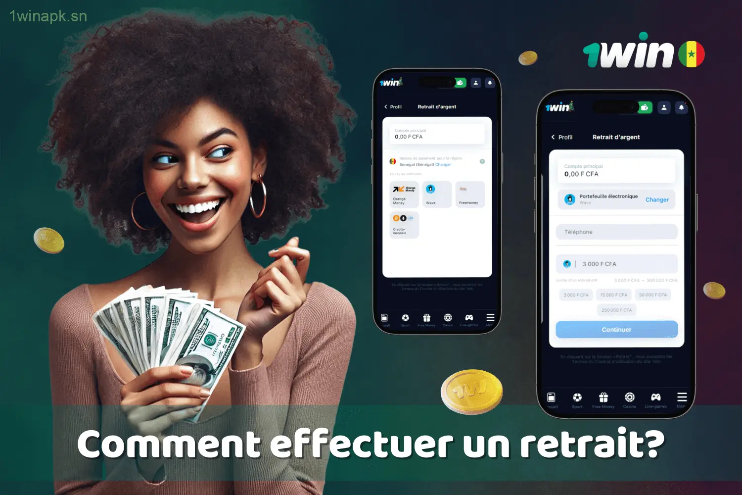 Procédure simple pour retirer vos gains sur 1win au Sénégal