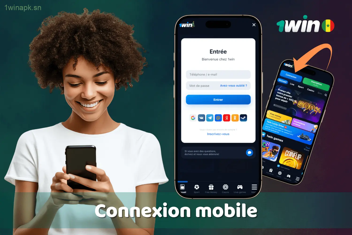 Accédez facilement à votre compte 1win depuis votre appareil mobile au Sénégal.