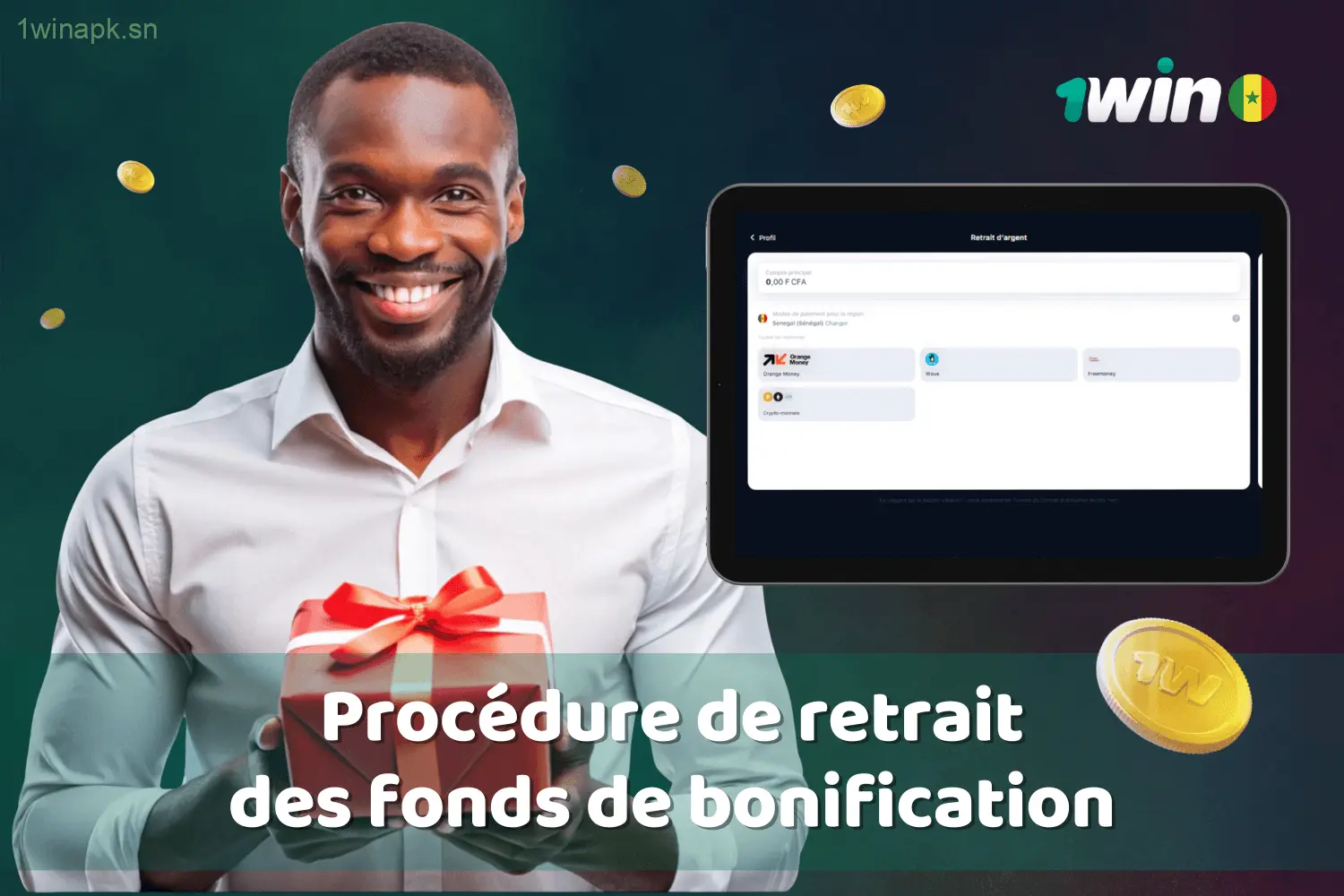 Étapes à suivre pour retirer les fonds associés aux bonus 1win au Sénégal.