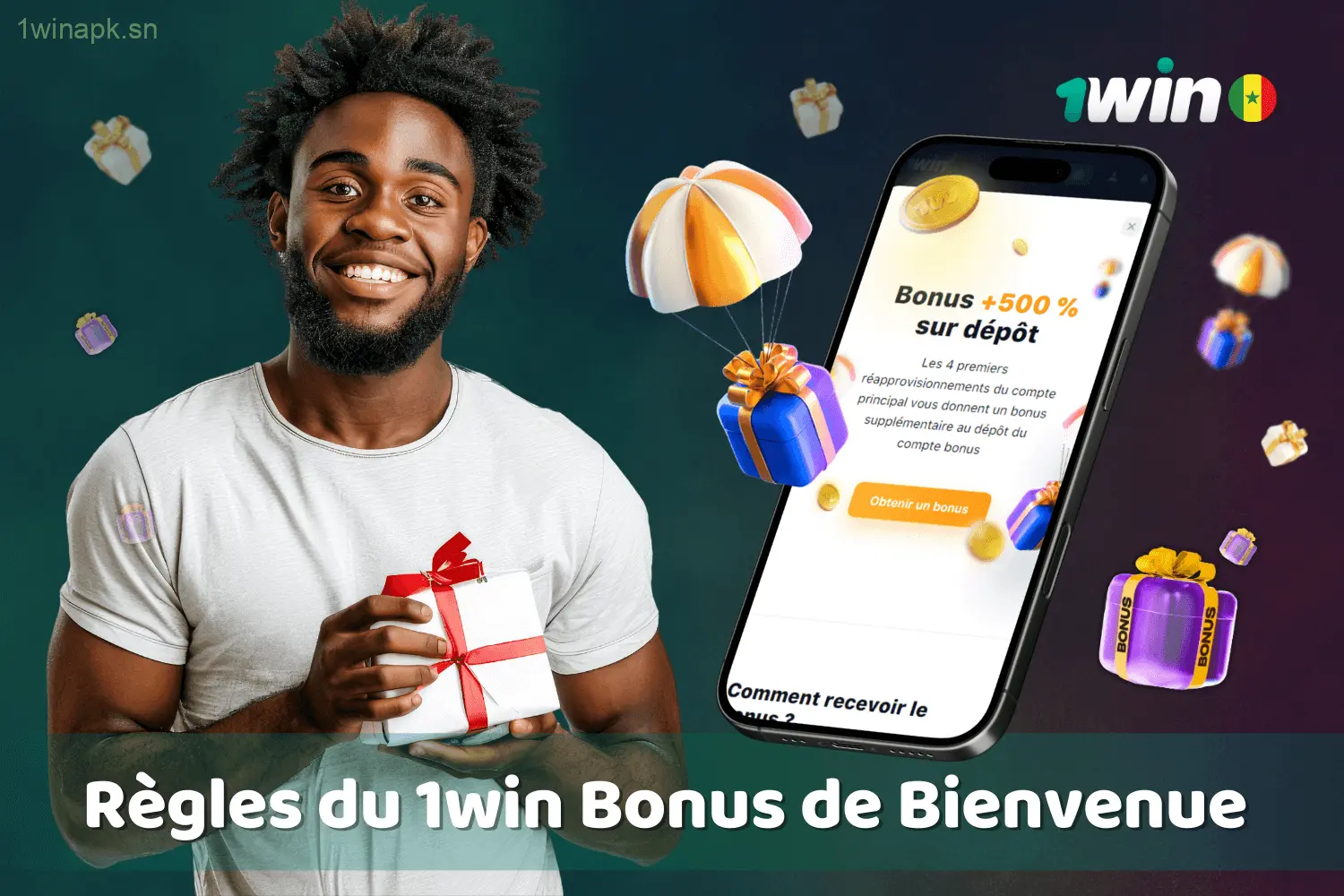 Conditions d'utilisation et fonctionnement du bonus de bienvenue 1win au Sénégal.