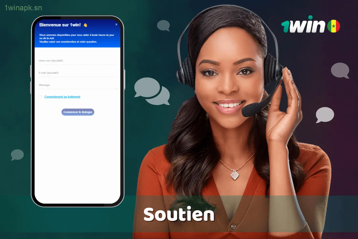 Service d'assistance disponible pour les utilisateurs de 1win au Sénégal.